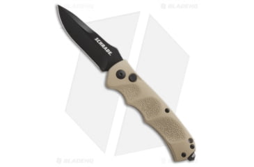 Image of Schrade Extreme Survival Automatic Folding Knife, 3.25in, Stainless Steel, Spear Point Blade, Aluminum Tan Handle, Black/Tan, 7.875in, BHQ-26172