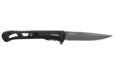 Image of Schrade Inert CLR Folding Knife, 3.5in, AUS-10 Steel, Drop Point Blade, Black Aluminum Handle, 1159303