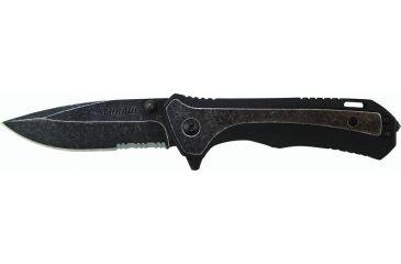 Image of Schrade Liner Lock Folding Knife,3.2in Carbon Steel Partially Serrated Drop Point Blade,Black G-10 Handle,Clam Package SCH501SCP