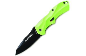 Image of Schrade SCHA7 Mini MAGIC, Green Alum. Handle, BLK Plain, SCHA7SMGR