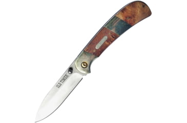 Image of Schrade Old Timer Linerlock Ironwood Folding Knife, Old Timer, 4in Closed, 3in Satin SS Blade, Thumb Stud, Pocket Clip, Ironwood And Nickel Silver Handle, 1100028