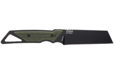 Image of Schrade Outback Cleaver Fixed Blade Knife, 3.6in, AUS-8 Steel, Cleaver Blade, Black/Green Overmolded Handle, 1182498