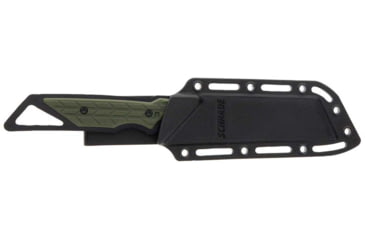 Image of Schrade Outback Cleaver Fixed Blade Knife, 3.6in, AUS-8 Steel, Cleaver Blade, Black/Green Overmolded Handle, 1182498
