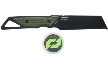 Image of Schrade Outback Cleaver Fixed Blade Knife, 3.6in, AUS-8 Steel, Cleaver Blade, Black/Green Overmolded Handle, 1182498