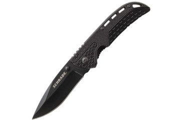 Image of Schrade SCH212 Folding Knife,3.02in,Black Aluminum Handle,Black Drop Point Plain SCH212