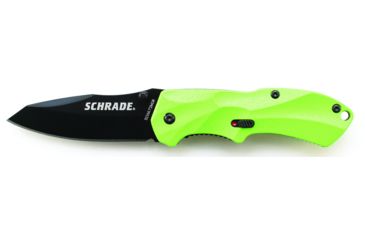 Image of Schrade SCHA7 Mini MAGIC, Green Alum. Handle, BLK Plain, SCHA7SMGR
