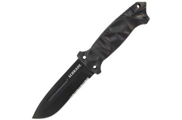 Image of Schrade SCHF40 Fixed Blade Knife,5.10in,Black GFN Handle,Black Drop Point ComboEdge w/Sheath SCHF40