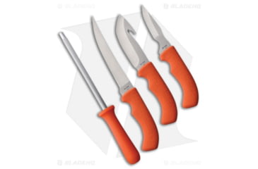 Image of Schrade Ot Hunter Combo Orange Rubber Fixed Blade Knife Set, Red Handle, Red/Steel, One Size, BHQ-206590