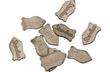 Image of Schrade SS Shield, Badge Design, Antique Nickel Silver Finish, 3/8in Overall, One Side Is Smooth, Other Side Has SS In Cursive Lettering, S427