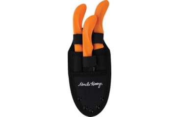 Image of Schrade UH Fixed Blade Combo, 7.5in Overall Hunter w/ 3.5in Blade, 7.25in Overall Guthook w/ 3.25in Blade, 7in Overall Caper w/ 3in Blade, Orange Polymer Handle, Polyester Belt Sheath, 1200434