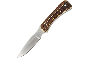 Image of Schrade Uncle Henry Fixed Blade Knife, Uncle Henry, 6.5in Overall, 2.75in Satin SS Blade, Delrin Stag Handle, Brown Leather Belt Sheath, 1100092