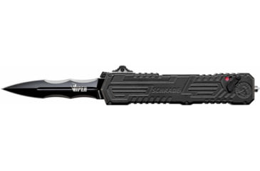 Image of Schrade Viper Tactical OTF Folding Knife, 3.5in, 4034 Steel, Dagger Blade, Black/Black Aluminum Handle, 1182536