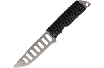 Image of Schwartz Tactical ST Endurance Drop Point Fixed Blade Knife, 4.25in, Titanium, Standard Edge, Drop Point, Stonewash, Black, Paracord Wrapped Handle SWZ16D