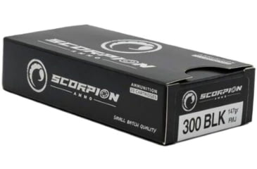 Image of Scorpion .300 AAC Blackout 147 Grain Full Metal Jacket Brass Cased Rifle Ammo, 20 Rounds, 300B147FMJ-S20