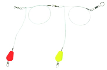 Image of Sea Striker Double Drop Bluefish Rig, 3/4" Red/Yellow Teardrop Floats, 40Lb Mono, #3 Snaps, No Hooks, 25/Ring, 2BRP
