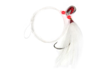 Image of Sea Striker Fluke Killer Rig White Silver/Red Blade 1/0 Nickel Wide Gap Hook, FK01-R
