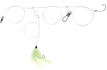 Image of Sea Striker FT-W Fluke Tamer Rig 50 Lb Mono Leader, 1/0 Wide Gap Hooks, 1 w/Bucktail, White, FT-W