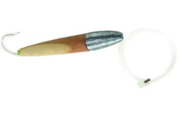 Image of Sea Striker Rigged Cedar Plug 4&quot;, 8/0 Hook, 8 ft 100 Lb Mono Leader, Unpainted/Natural, 490