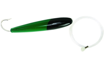 Image of Sea Striker Rigged Cedar Plug 6&quot;, 10/0 Hook, 8 Ft 150 Lb Mono Leader, Black/Fluorescent Green, 896