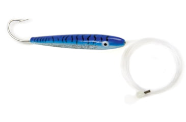 Image of Sea Striker Rigged Cedar Plug 6&quot;, 10/0 Hook, 8 Ft 150 Lb Mono Leader, Blue Mackerel, 6077R