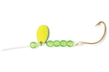 Image of Sea Striker Snelled Hooks Gold Wide Gap, 12in Leader, Chartreuse Beads, Size 4, 4 per Pack, S409C-4
