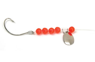 Image of Sea Striker Snelled Hooks Nickel Wide Gap, Nickel Spinner, 12in Leader, Red Beads, Size 2/0, 4 per Pack, S503R-2/0