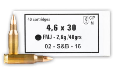 Image of Sellier &amp; Bellot S&amp;B Ammo 4.6x30mm 40 Grain Full Metal Jacket Brass Cased Rifle Ammo, 40 Rounds, SB46A