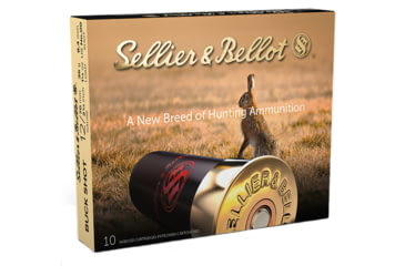 Image of Sellier &amp; Bellot SB 12 Gauge 12 Pellet 2.75in Shotgun Buckshot Ammo, 1.25oz, 10 Rounds, SB12BSE