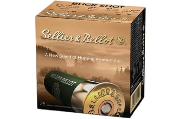 Image of Sellier &amp; Bellot SB 12 Gauge 12 Pellet 2.75in Shotgun Buckshot Ammo, 1.25oz, 25 Rounds, SB12BSC