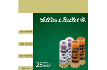 Image of Sellier &amp; Bellot Rubber 12 Gauge 15 Pellets Shotgun Buckshot Ammo, 25 Rounds, SB12RSA