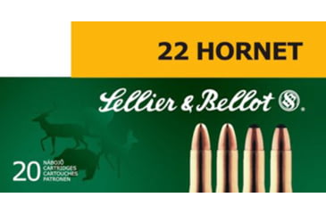 Image of Sellier &amp; Bellot 22 Hornet 45 Grain Full Metal Jacket Rifle Ammo, 20 Rounds, SB22HA