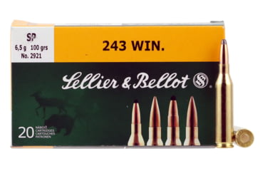 Image of Sellier &amp; Bellot 243 Winchester 100 Grain Soft Point Rifle Ammo, 20 Rounds, SB243A