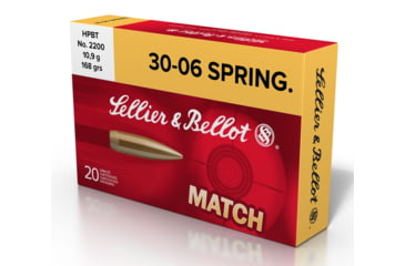 Image of Sellier &amp; Bellot 30-06 Springfield 168 Grain Hollow Point Boat Tail Rifle Ammo, 20 Rounds, SB3006D
