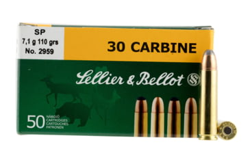 Image of Sellier &amp; Bellot 30 Carbine 110 Grain Soft Point Rifle Ammo, 50 Rounds, SB30B