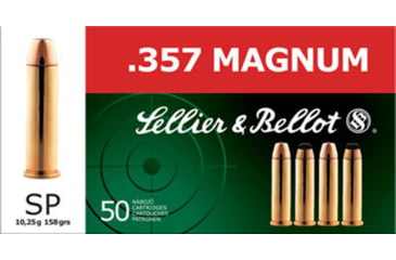 Image of Sellier &amp; Bellot 357 Magnum 158 Grain Soft Point Brass Cased Pistol Ammo, 50 Rounds, SB357B