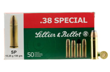 Image of Sellier &amp; Bellot 38 Special 158 Grain Soft Point Brass Cased Pistol Ammo, 50 Rounds, SB38C