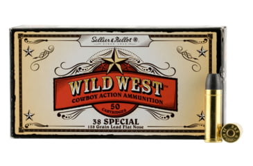 Image of Sellier &amp; Bellot 38 Special 158 Grain Lead Flat Nose Brass Cased Pistol Ammo, 50 Rounds, SB38L