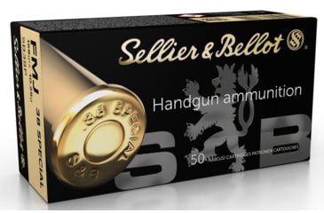 Image of Sellier &amp; Bellot 38 Special 158 Grain Full Metal Jacket Pistol Ammo, 50 Rounds, SB38P