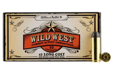 Image of Sellier &amp; Bellot 45 Colt 250 Grain Cowboy Action Lead Flat Nose Brass Cased Pistol Ammo, 50 Rounds, SB45D