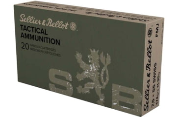 Image of Sellier &amp; Bellot 7.5x55mm Swiss 174 Grain Full Metal Jacket Brass Cased Rifle Ammunition