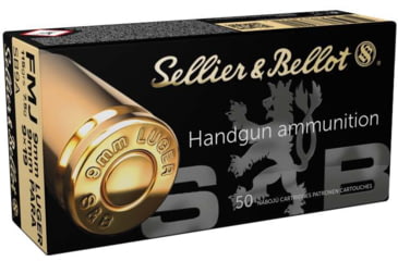 Image of Sellier &amp; Bellot 9mm Luger 115 Grain Full Metal Jacket Brass Cased Pistol Ammunition