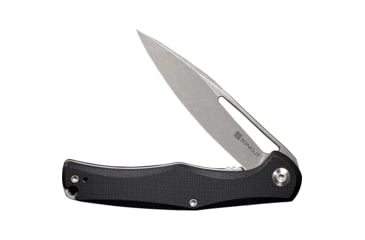 Image of SENCUT Citius Black Folding Knife, 4.13in Closed, 3.25in Stonewash 9Cr18MoV Stainless Steel Blade, Black G10 Handle, Nylon Case, SA01F