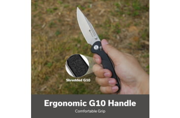 Image of SENCUT Glenspar Thumb Stud &amp; Crossbar Lock Knife Black Shredded G10 Handle 3.45inch Stonewashed 9cr18mov Blade