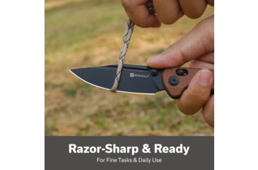 Image of SENCUT Glenspar Thumb Stud &amp; Crossbar Lock Knife Brown Canvas Micarta Handle 3.45inch Black 9cr18mov Blade