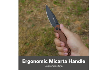 Image of SENCUT Glenspar Thumb Stud &amp; Crossbar Lock Knife Brown Canvas Micarta Handle 3.45inch Black 9cr18mov Blade