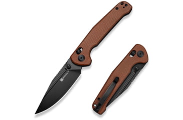 Image of SENCUT Glenspar Thumb Stud &amp; Crossbar Lock Knife Brown Canvas Micarta Handle 3.45inch Black 9cr18mov Blade