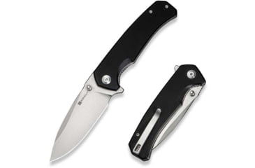 Image of SENCUT Skarnax Flipper/thumb Stud Folding Knife 3.79inch Satin 9cr18mov Drop Point Plain Edge Blade, Black G10 Handle - S24025-1