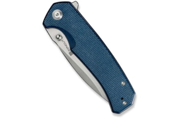 Image of SENCUT Skarnax Flipper/thumb Stud Folding Knife 3.79inch Satin 9cr18mov Drop Point Plain Edge Blade, Blue Canvas Micarta Handle - S24025-3