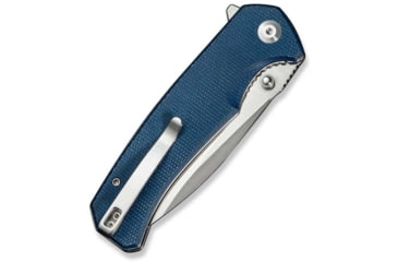 Image of SENCUT Skarnax Flipper/thumb Stud Folding Knife 3.79inch Satin 9cr18mov Drop Point Plain Edge Blade, Blue Canvas Micarta Handle - S24025-3