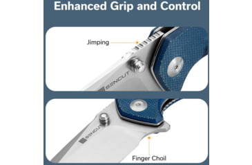 Image of SENCUT Skarnax Flipper/thumb Stud Folding Knife 3.79inch Satin 9cr18mov Drop Point Plain Edge Blade, Blue Canvas Micarta Handle - S24025-3